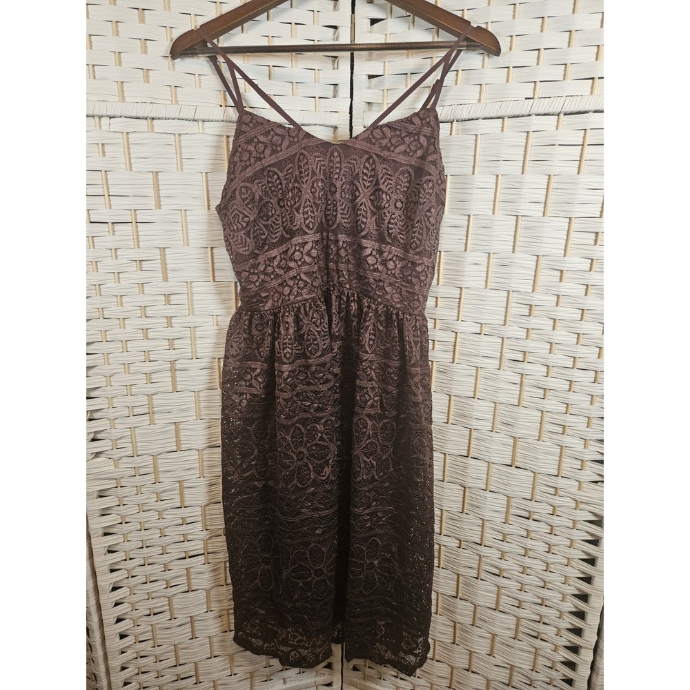 Womens Large Lace Brown Dress Romantic Fairy Feminine Party